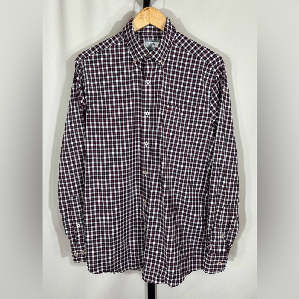 Southern Tide Intercoastal Button Down - Navy, White, & Red Check Men’s Medium - Picture 1 of 8